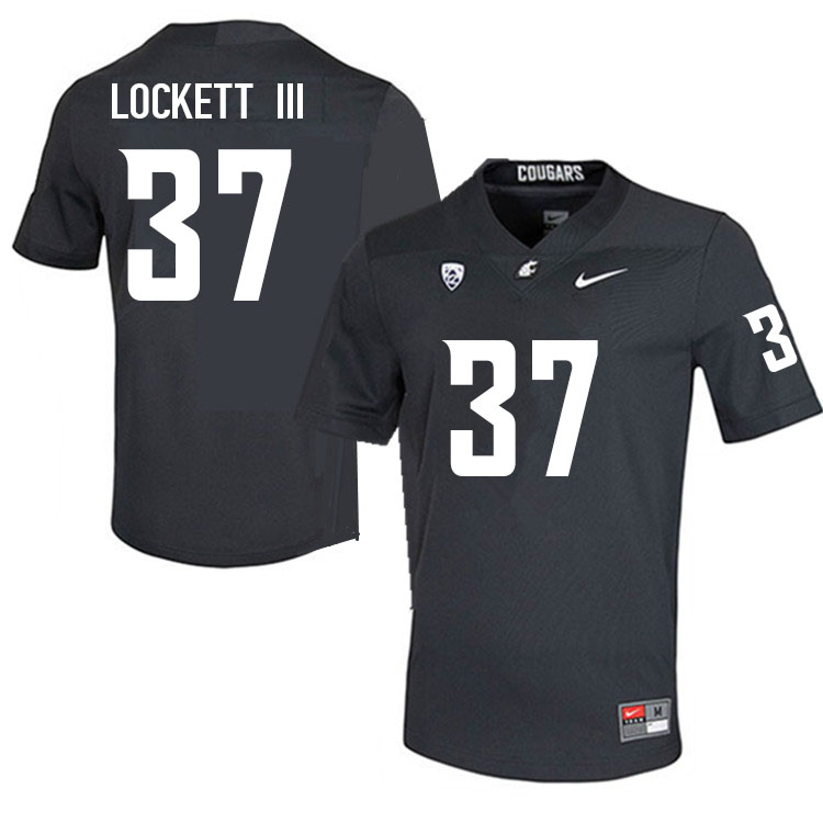 Men #37 Sam Lockett III Washington State Cougars College Football Jerseys Sale-Charcoal